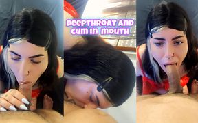 Blowjob Queen Does Deepthroat and Receives Milk in Her Mouth