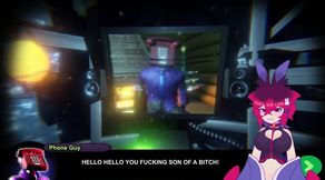 Femboy rips dildo while playing FNfuck terrifying games