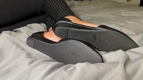 milf slowly slips off flats in bed