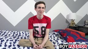 Slim twink Jacob milking his meat pole until burst of jizz