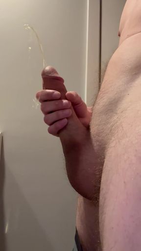Hot wife pisses on her husband's thick cock