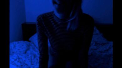 French blonde tells a hot story while sloppy dildo sucking