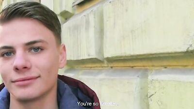 Cute Czech twink has his dick stroked before being railed