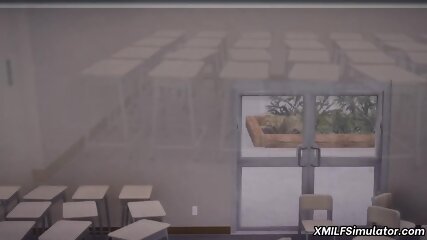 3D futanari MILF teasing in classroom