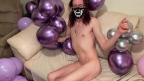 Long hair looner Khawal balloon fun w cum n pop