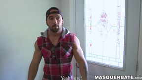 Physically fit Zack Lemec strokes it nicely until climax time