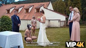 Beautiful wedding ceremony between pretty mistress and her submissive