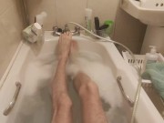 Showing off my sexy long skinny feet and legs while taking a bubble bath