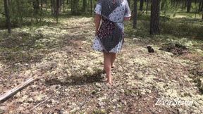 blonde pissing naked in the woods