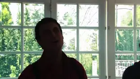 Aggressive throat fucking for busty brunette