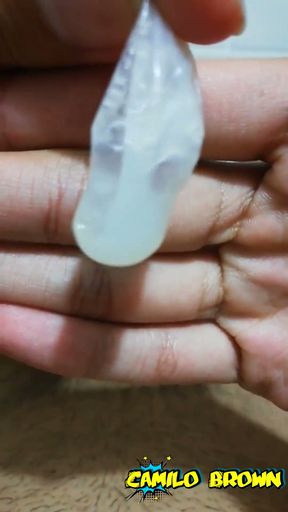 Cum inside a condom, eat the cum and cum a second time - Camilo Brown   Clip 1