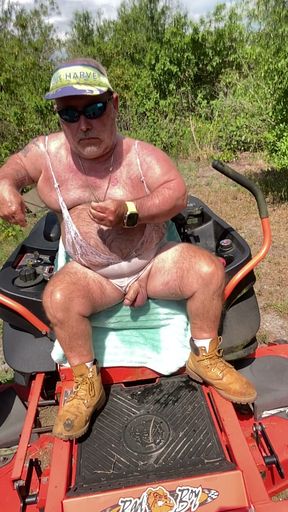 Golden Shower After Mowing with Lots Of Cum   Clip 1