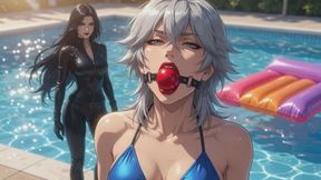 Bondage Stories #57: Confession of Silver Wolf Cut Restraints by the Pool
