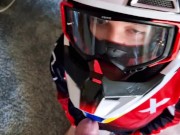 Horny guy jerking off in my Motocross MXHELMET