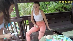 hooters waitress and customer both pee their pants omorashi