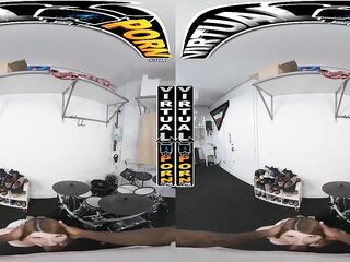 VIRTUAL PORN - Bess Breast Learns How To Play Drums & Playing With A Shlong At the Same Time