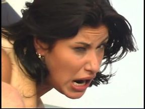 Horny brunette gags during sloppy bj then facial