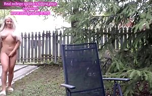 Nice blonde outside in the garden