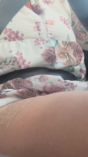 Hot elegant mature wife shows off her sexy legs in stockings as she drives to the office   Clip 1
