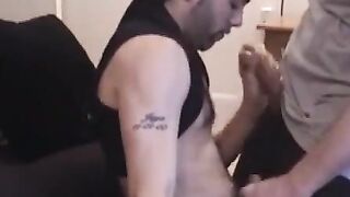 Mature Gay Dude Sucks Amateur's Huge Dick - Deepthroat & Facial