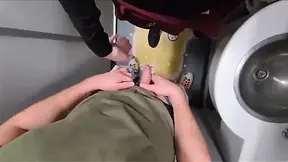 Straight couple takes public restroom train slam