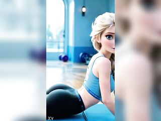 Looks like Queen Elsa is training hard. What's that babe training for? AI-generated