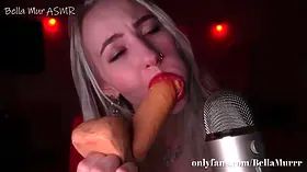 Sexy slut with red lipstick on is hungry for facial