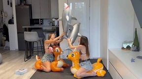 Inflating, Riding, Battling with Inflatable Toys, Deflating