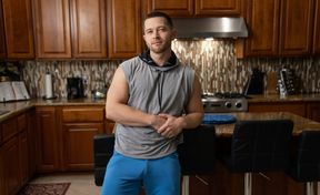 Sporty dudes find time to relax in the kitchen