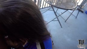 sexy carmela clutch gets a mouthful on balcony