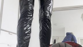 puffa down jacket layers pvc leggins tease