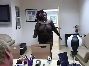 Two BBW ebony sluts share one hard white dick