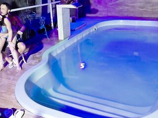 Caught! by 2 brunettes masturbating in the condominium's public pool