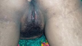 Close view of Creamy and hairy pussy