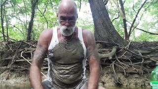 Redneck grandpa with a big dick pleasures himself and urinates in European fetish video