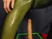Transparent green latex and a 12 inch dong