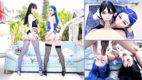 Jewelz Blu , Leda Bear Get Their Mouths Stuffed