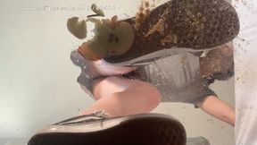 A crushing dream comes true - Food crush, POV and underglass views in Vans old school sneakers - 4k