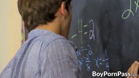 Skinny twink student bends over for his manly jock teacher