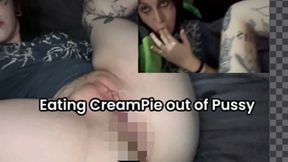 EGirl Eating CreamPie out of Pussy