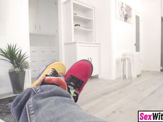 Tiny stripper step sister lets large weenie step brother rail her teen twat