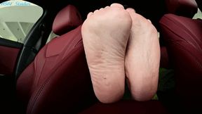 Playful big soles in the car pt 2 - MOV