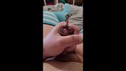 Chubby Femboy Moans as She Sounds Her Cock and Cums