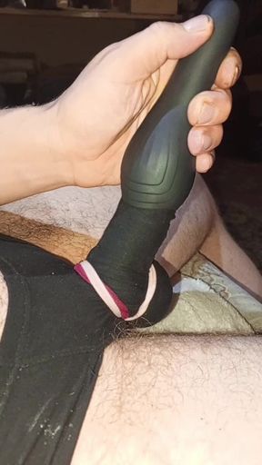 Using vibrator Toy on needyCock