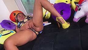 Gives Herself Multiple Orgasms Solo Black Girl Pussy Play