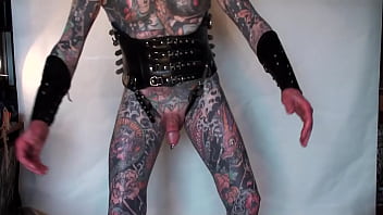 Tattooed Male Stripper LeeHarper Pinnomen in a Relaxed Warm-Up at Home, before the Kick-Off of the Evening&#039_s Male Strip Show - Also his Tits are being Extended at the same time.