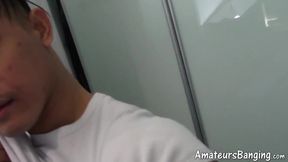 Lean Erik flaunts his smooth muscles while playing with his tool