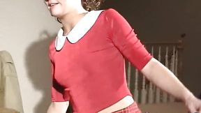 Horny teasing teen strips off and shows off her ass