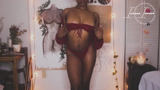 RED HOT Lingerie Try On Haul  Ebony Babe w/ Brown Perky Tits