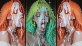 Chapter 2: Anime characters get their faces thoroughly covered in cum.